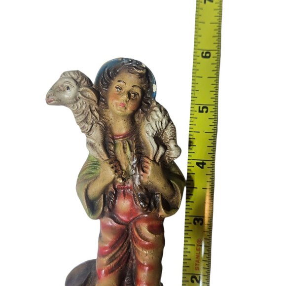 Vintage Shepherd Boy Carrying Lamb Religious Figurine Statue Nativity Piece - Picture 9 of 16